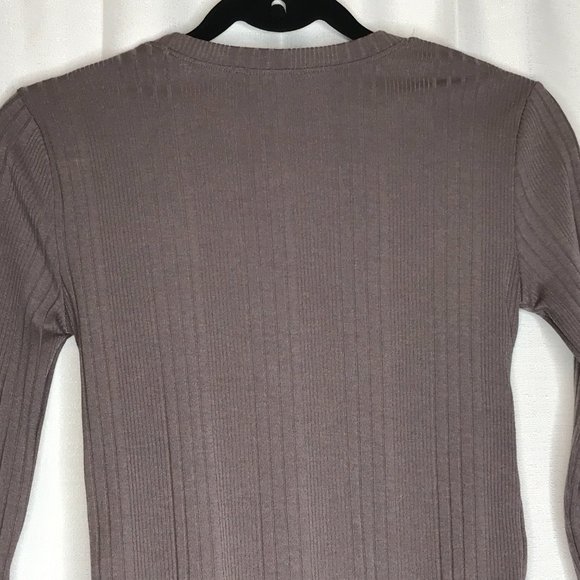 Forever 21 Side Ties Blouse Sweater Top Long Sleeve Taupe Medium - Picture 8 of 11